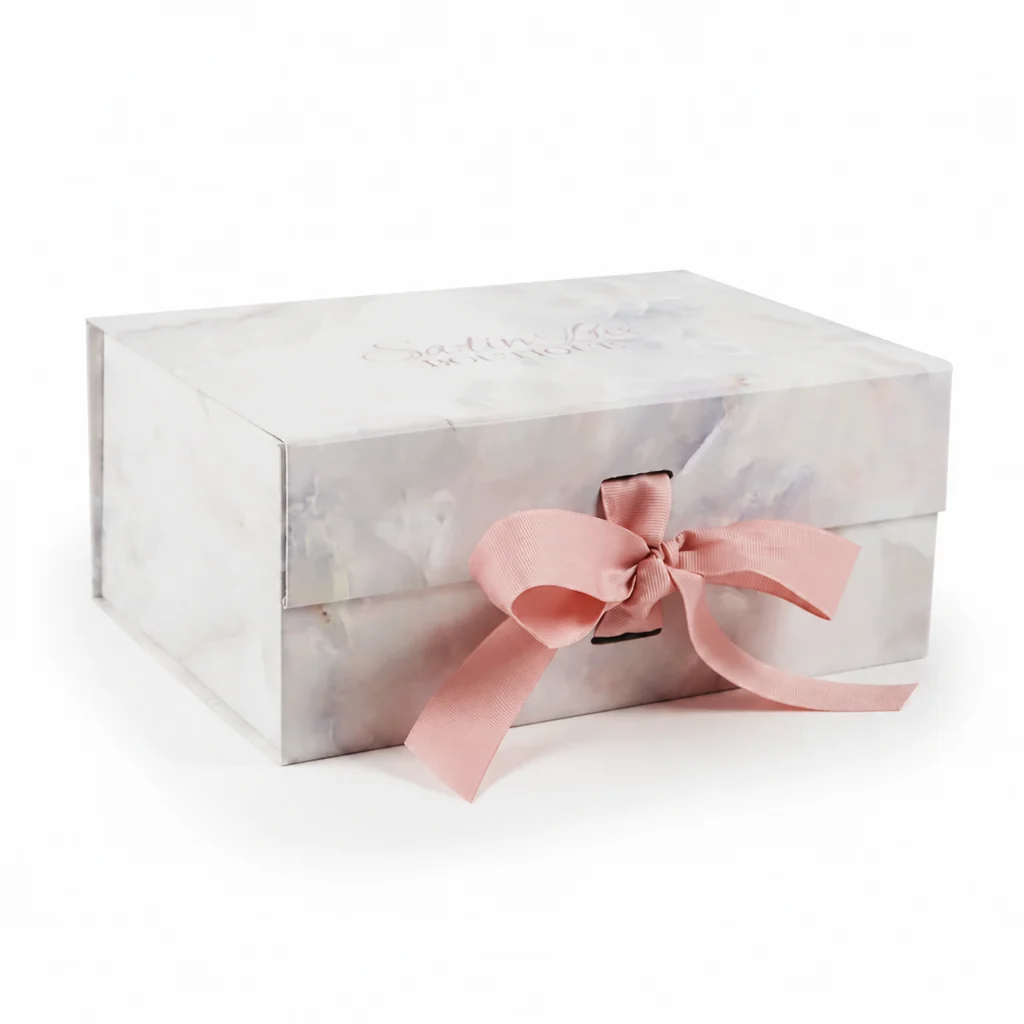 Collapsible Magnetic Gift Box with Ribbon Handle